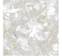 Papier Peint - Muriva - Elixir Marbre Gris - Reflets Métalliques Dorés - Lavable