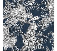 Papier Peint - Muriva - Mamboa Léopard - Bleu/Noir/Blanc - 10m x 53cm - Facile à appliquer