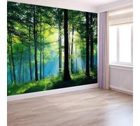 Papier Peint Nature Forêt Soleil Tranquillité250 x 175 cm Décoration Papier Peint Moderne Vert Murale facile à nettoyer, idéale pour chambre et salon, avec un design unique et moderne