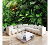 Papier Peint Nature Jungle, Papier Peint Panoramique Plantes Tropicales Feuilles 400 X 280 Cm 3D Fresque Intissé Vert Foncé Poster Geant Mural Pour Salon Chambre D'Enfants Restaurant Décoration Murale
