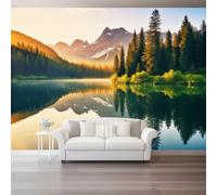Papier Peint Nature Panoramique 3D Orange Lac Montagnes Grandes Murales Poster Pour Salon Adulte Chambre D'Enfants Étude Maison Décoration Intérieure 200 X 140 Cm