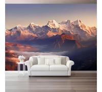 Papier Peint Nature Panoramique 3D Orange Montagnes Nuages Grandes Murales Poster Pour Salon Adulte Chambre D'Enfants Étude Maison Décoration Intérieure 250 X 175 Cm