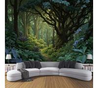Papier Peint Nature Plantes 350× 256cm Papier Peint Panoramique Effet 3D, XXL Peinture Murale Poster intissé Fougères Forêt, pour Chambre Salon TV Fond