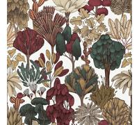Papier peint nature Profhome 377577-GU papier peint intissé lisse avec des ornements floraux mat rouge beige brun vert 5,33 m2