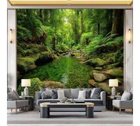 Papier Peint Naturel Décontracté, Mural Xxl Forêt Tropicale Plantes Cours D'Eau 250 X 175 Cmpanoramique Tapisserie Affiches Vert Pour Enfant - Maison Moderne Décoration Murale Pour Salon Chambre