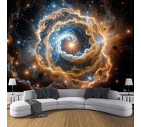 Papier Peint - Nébuleuse L'Univers Fantastique Décoration Murale, Ciel Étoilé 3D Réaliste Papier Peint En Soie, Résistant Aux Déchirures, Convient Pour Salons, Chambres (Noir 396X280 Cm)