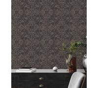 Papier Peint Noir Avec Aspect Textile Et Design Tapis