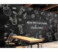 Papier Peint Noir Peint À La Main, Boisson Froide, Magasin De Thé Au Lait, Gâteau De Thé De L'après-midi, Dessert, Mur De Fond De Maison, Restaurant Occidental, Papier Peint Mural De Café,3D,200x140c