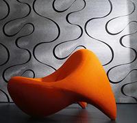 Papier peint non-tissé Argent Ondulation Ligne Fluctué Floriture Idéalement la Colani Visions pour chambre de mouton salon ou cuisine Qualité supérieure 100% Fabriqué en Allemagne 10,05 x 0,70m 53340 Marburg