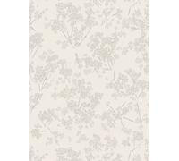 Papier Peint Non Tissé Avec Motif Floral - Blanc, Gris