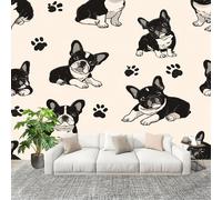 Papier Peint Non Tissé Panoramique Animaux Mignons Bouledogue FrançAis 300x210 cm - Décoration Murale Moderne Beige - Décorative pour Chambre Salon - Papier Peint TV Mur Décoration