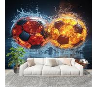 Papier Peint Non Tissé Panoramique BrûLer Un Ballon de Football Dans L'Eau 350x256 cm - Décoration Murale Moderne Hd - Décorative pour Chambre Salon - Papier Peint TV Mur Décoration