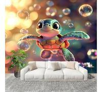 Papier Peint Non Tissé Panoramique Bulles de Tortue Mignonnes 400x280 cm - Décoration Murale Moderne Animal - Décorative pour Chambre Salon - Papier Peint TV Mur Décoration