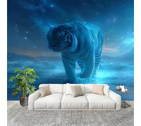 Papier Peint Non Tissé Panoramique Ciel éToilé de Tigre Fantastique 250x175 cm - Décoration Murale Moderne Bleu - Décorative pour Chambre Salon - Papier Peint TV Mur Décoration