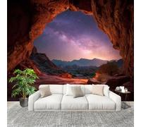 Papier Peint Non Tissé Panoramique Ciel éToilé Et Vue Nocturne de La Voie LactéE 200x140 cm - Décoration Murale Moderne Violet - Décorative pour Chambre Salon - Papier Peint TV Mur Décoration