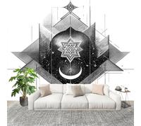 Papier Peint Non Tissé Panoramique Conception CréAtive GéOméTrique 200x140 cm - Décoration Murale Moderne Noir Et Blanc - Décorative pour Chambre Salon - Papier Peint TV Mur Décoration