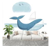 Papier Peint Non Tissé Panoramique Conception Simple de Baleine 300x210 cm - Décoration Murale Moderne Blanc - Décorative pour Chambre Salon - Papier Peint TV Mur Décoration