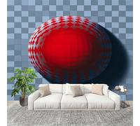Papier Peint Non Tissé Panoramique Illusions D'Optique GéOméTriques 200x140 cm - Décoration Murale Moderne Rouge - Décorative pour Chambre Salon - Papier Peint TV Mur Décoration