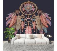 Papier Peint Non Tissé Panoramique ModèLe D'Attrape RêVes BohèMe 200x140 cm - Décoration Murale Moderne Noir - Décorative pour Chambre Salon - Papier Peint TV Mur Décoration