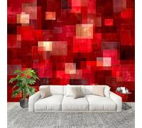 Papier Peint Non Tissé Panoramique Plaid Abstrait GéOméTrique 200x140 cm - Décoration Murale Moderne Rouge - Décorative pour Chambre Salon - Papier Peint TV Mur Décoration