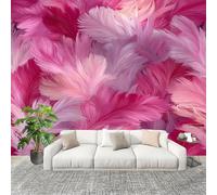 Papier Peint Non Tissé Panoramique ThèMe de Plumes Romantiques 400x280 cm - Décoration Murale Moderne Rose - Décorative pour Chambre Salon - Papier Peint TV Mur Décoration