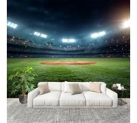 Papier Peint Non Tissé Panoramique ThèMe Du Terrain de Football Sportif 200x140 cm - Décoration Murale Moderne Vert - Décorative pour Chambre Salon - Papier Peint TV Mur Décoration
