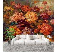 Papier Peint Non Tissé Panoramique œUvres D'Art Fleurs Pivoines Roses 300x210 cm - Décoration Murale Moderne Coloré - Décorative pour Chambre Salon - Papier Peint TV Mur Décoration