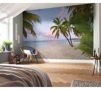 Papier Peint Non Tissé Pour Murs Intérieurs Plage Île Palmiers Océan Chambre