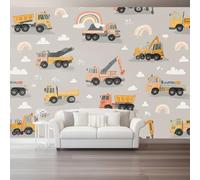 Papier Peint Non-tissées Panoramique 200 x 140 cm Format personnalisé, Camions Architecturaux Poster Geant Mural, Style Mignon pour Salon Chambre restaurant Décoration Murale, Gris