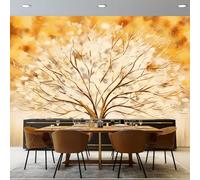 Papier Peint Non-tissées Panoramique 200 x 140 cm Format personnalisé, Style Élégant Et Luxueux Motif Arbre Poster Geant Mural, Beige pour Salon Chambre restaurant Décoration Murale