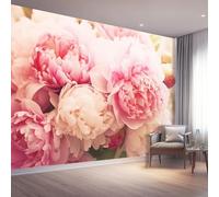 Papier Peint Non-tissées Panoramique 200 x 140 cm Format personnalisé, Style Romantique Motif Floral Poster Geant Mural, Rose Blanc pour Salon Chambre restaurant Décoration Murale