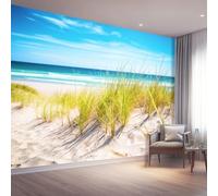 Papier Peint Non-tissées Panoramique 300 x 210 cm Format personnalisé, Côte Des Dunes Poster Geant Mural, Style Naturel pour Salon Chambre restaurant Décoration Murale, Bleu