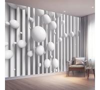 Papier Peint Non-tissées Panoramique 300 x 210 cm Format personnalisé, Style Abstrait Vagues Géométriques 3D Poster Geant Mural, Blanc pour Salon Chambre restaurant Décoration Murale