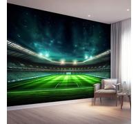 Papier Peint Non-tissées Panoramique 350 x 256 cm Format personnalisé, Terrain De Football Poster Geant Mural, Style Moderne pour Salon Chambre restaurant Décoration Murale, Vert