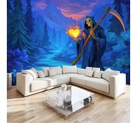 Papier peint Non-tissées Panoramique Fantaisie Forêt Amour Mort, 300 x 210 cm 3D Poster Geant Mural pour Salon Chambre restaurant Décoration Murale, Bleu Foncé