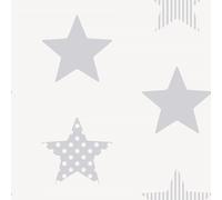 Papier peint Noordwand Kids @ Home Superstar argent et blanc