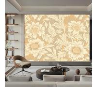 Papier Peint Oeillets D'Inde Beiges Panoramique 3D Papier Peint Style William Morris Murale Salon Chambre à Coucher Maison Décoration Intérieure (500 x 280 cm (W x H))