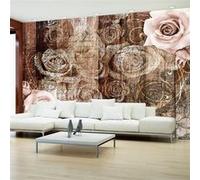 Papier peint Old Wood & Roses-Taille L 100 x H 70 cm Imprimé G
