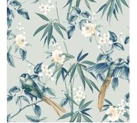 Papier Peint Oriental Floral Gris - Bleu Arthouse 924500