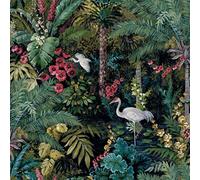 Papier Peint Outside In Jungle Paradise - Oiseaux/Floral/Feuilles - Noir/Multi - Holden 13181