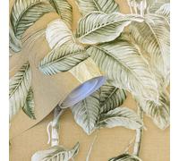 Papier Peint Palmier Boho Mustard Rasch 571479 Vinyle Texturé Mur D'Accent