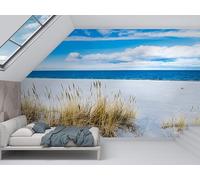 Papier Peint Palmiers, Papier Peint Panoramique Orange des Caraïbes Autocollant, Grand Poster Mural Décoration pour Salon, Chambre, 400x280cm - Eau de la mer du Nord V2