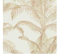 Pandore Feuilles de Palmier Papier Peint Blanc/Or 406818
