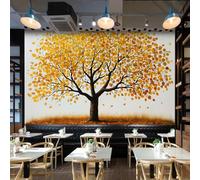 Papier Peint Panoramiqu Automne Feuilles Dorées Tons Chauds 3D intissé Murale Luxe Abordable Naturel Papier Peint xxl Fresque Moderne Peinture Murale Décorative pour Salon Chambre 300x210 29f345