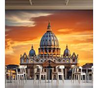 Papier Peint Panoramiqu Basilique Saint-Pierre Cité Du Vatican 3D intissé Murale Style Européen Architecture Classique Papier Peint xxl Fresque Murale Décorative pour Salon Chambre 400x280 24f5