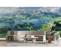 Papier Peint Panoramiqu Nuages Brume Montagnes Forêts 3D intissé Murale Style Forestier Style De Guérison Papier Peint xxl Fresque Moderne Peinture Murale Décorative pour Salon Chambre 400x280 18f68