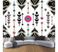 Papier Peint Panoramique 100×70cm, Revêtement Amérindiens Tribus, 3D Motif Rétro Flèche Mural Poster Geant Murale Décoration pour Chambre Salon Couloir Bureau Cuisine Chambre Blanc
