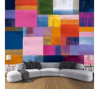 Papier Peint Panoramique 100×70cm, Revêtement Simple Graffiti, 3D Motif Maillage Géométrie Mural Poster Geant Murale Décoration pour Chambre Salon Couloir Bureau Cuisine Chambre Multicolore