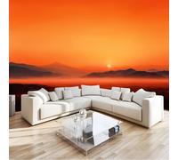 Papier Peint Panoramique 150 x 105 cm Ciel orange Paysage désertique Art Photo Murale Chambre Décor, Papier Peint intissé fond pour Chambre D'Enfant Adolescent Maternelle Murale