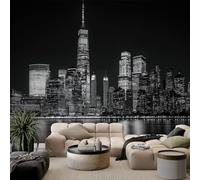 Papier Peint Panoramique 150 x 105 cm Paysage nocturne Paysage urbain de New York Art Photo Murale Chambre Décor, Papier Peint intissé fond pour Chambre D'Enfant Adolescent Maternelle Murale Noir
